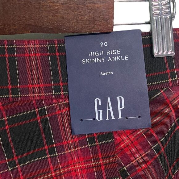 NWT GAP Red Plaid High Rise Skinny Ankle Pants 20 Punk Academia Grunge Y2K - Picture 7 of 10